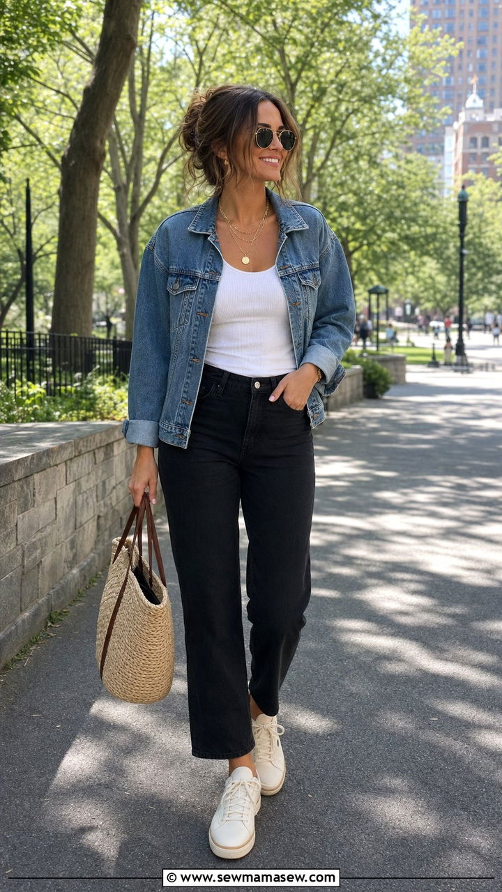 Black Jeans With a Denim Jacket Outfit - 35 black jeans outfit ideas for women