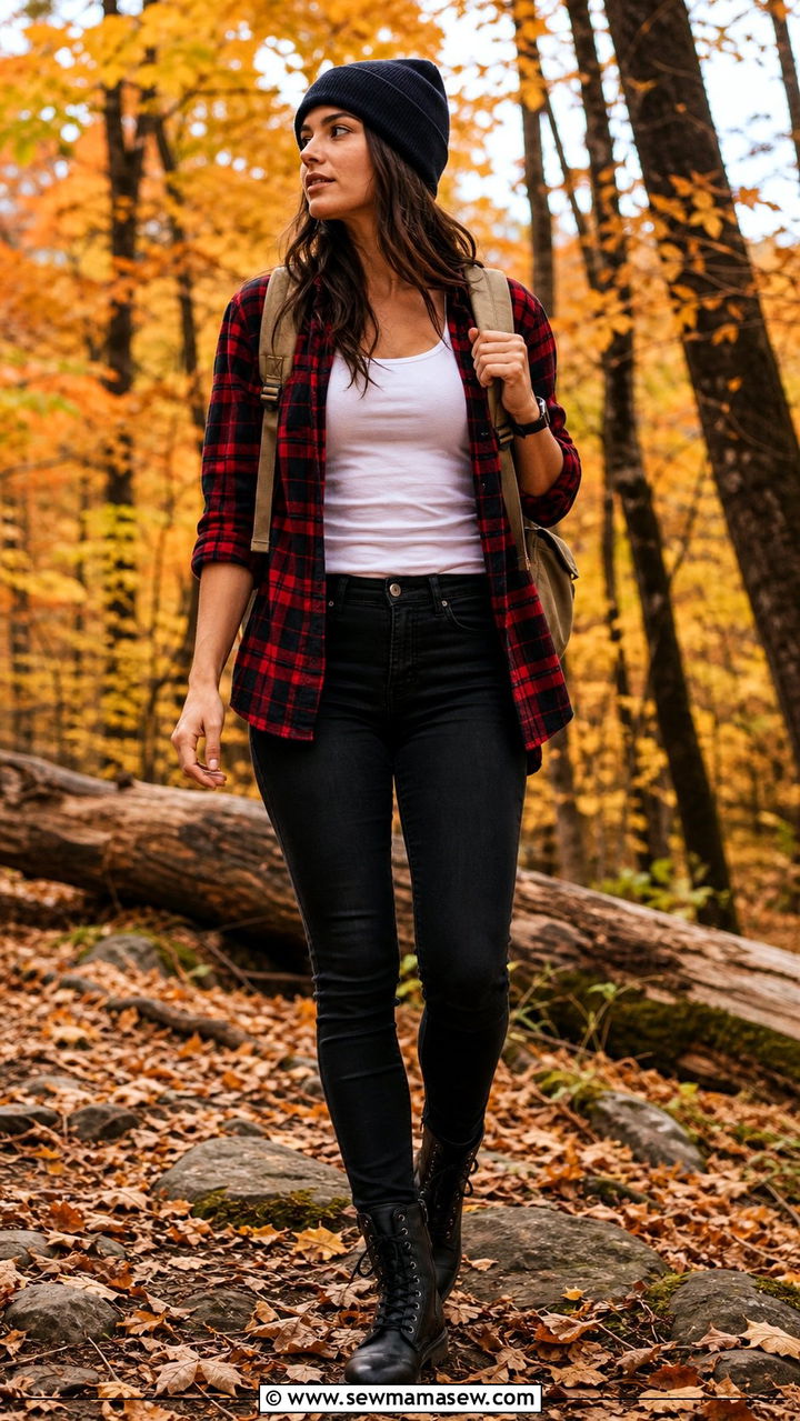 Black Jeans With a Flannel Shirt Outfit - 35 black jeans outfit ideas for women