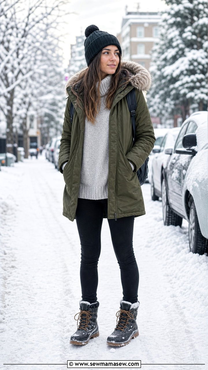 Black Jeans With a Parka Outfit - 35 black jeans outfit ideas for women