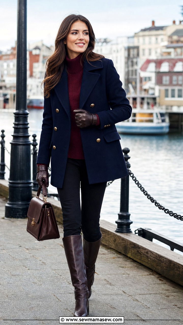 Black Jeans With a Peacoat Outfit - 35 black jeans outfit ideas for women
