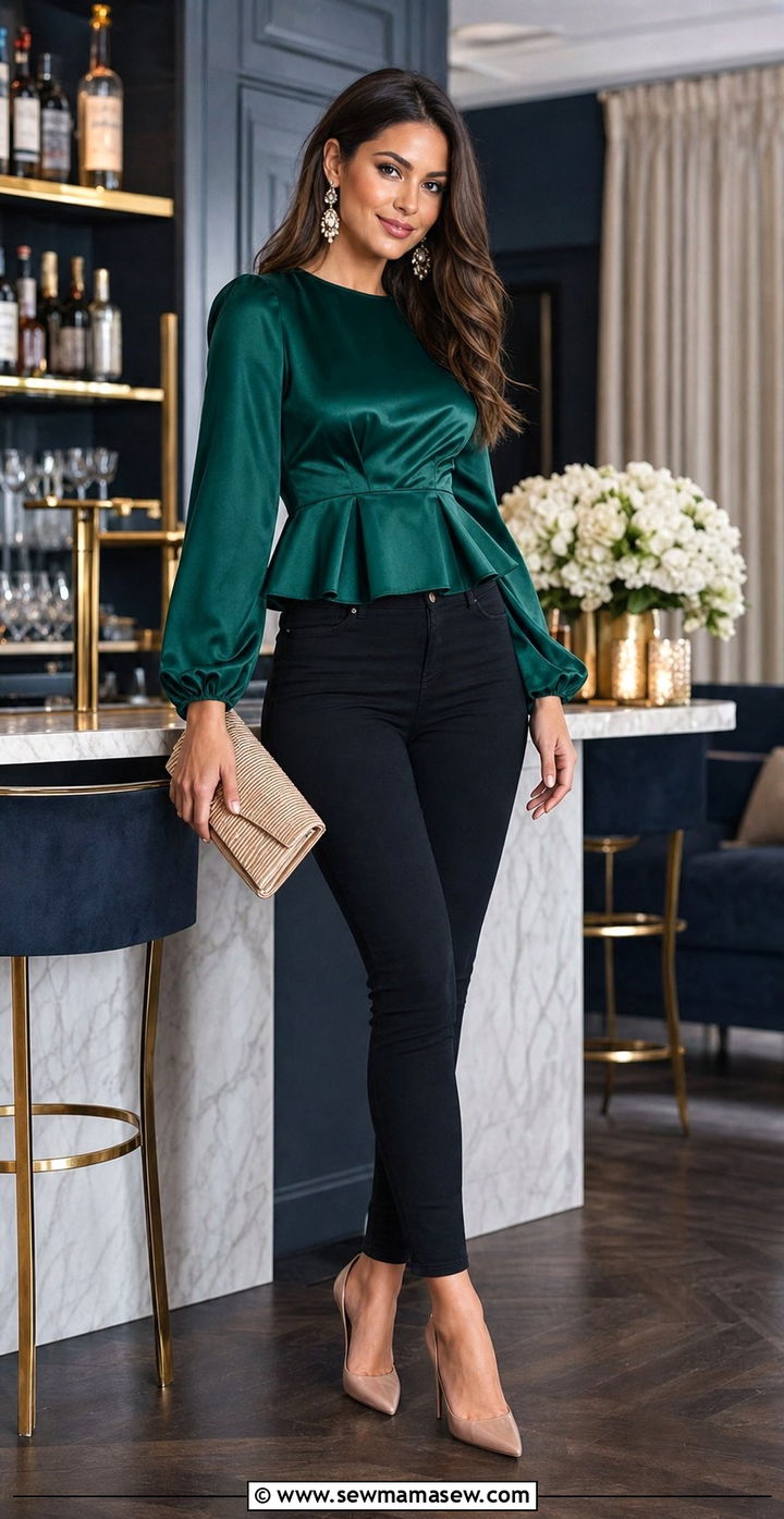 Black Jeans With a Peplum Top Outfit - 35 black jeans outfit ideas for women