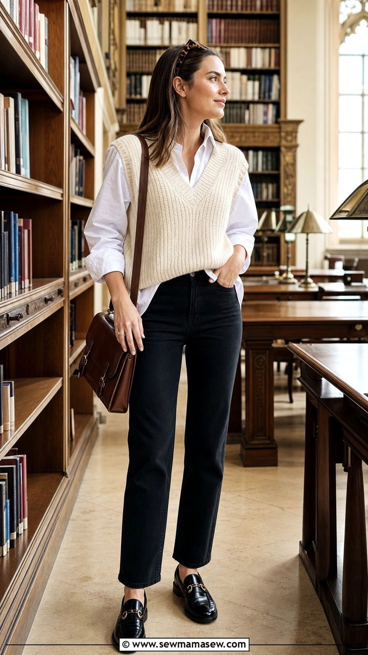 Black Jeans With a Sweater Vest Outfit - 35 black jeans outfit ideas for women