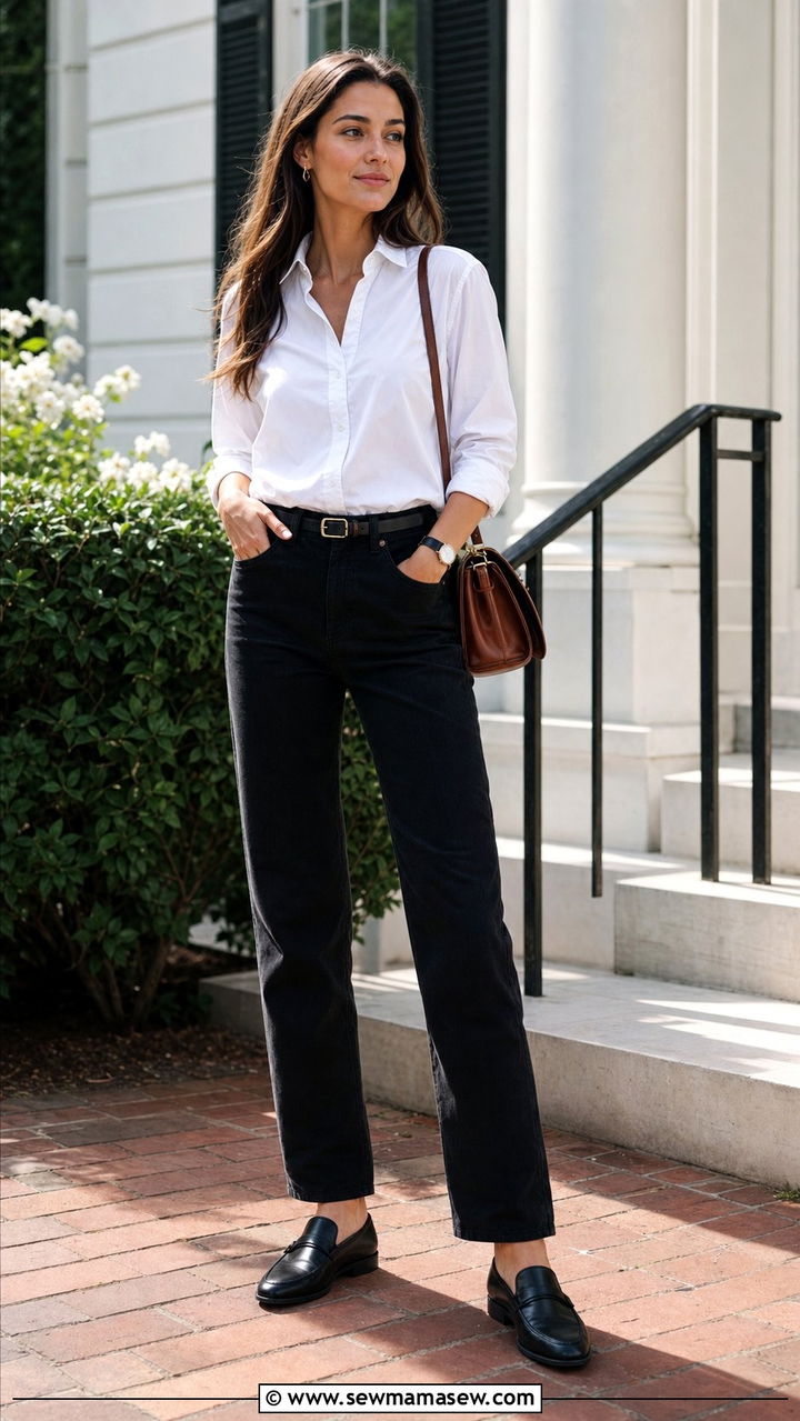 Black Jeans With a White Button Down Shirt Outfit - 35 black jeans outfit ideas for women
