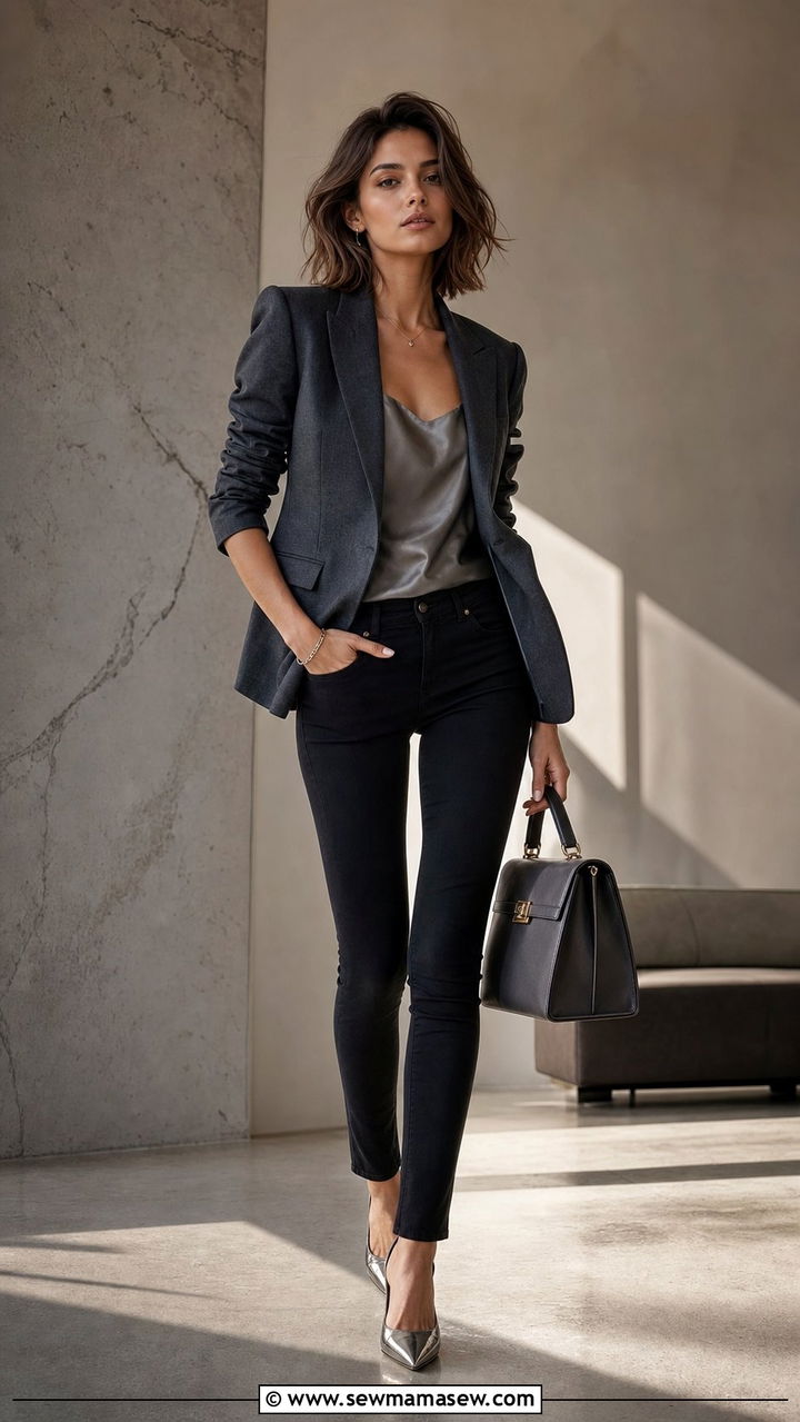Black Jeans and Blazer Outfit - 35 black jeans outfit ideas for women