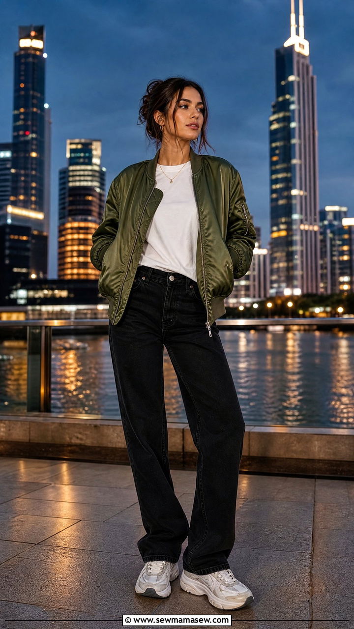 Black Jeans and Bomber Jacket Outfit - 25 chic black jeans outfit ideas