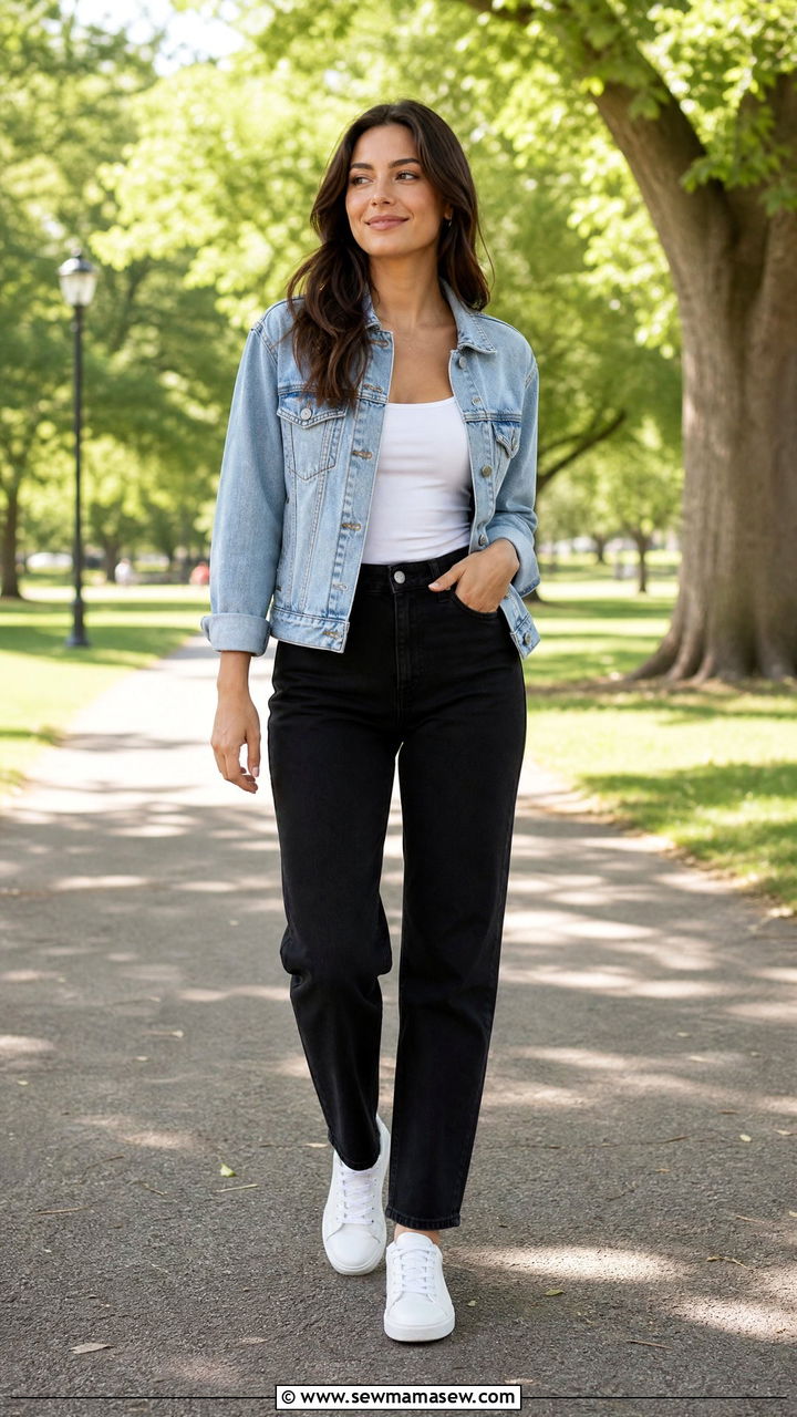 Black Jeans and Denim Jacket Outfit - 25 chic black jeans outfit ideas