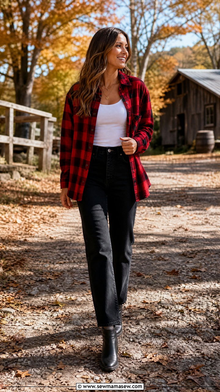 Black Jeans and Flannel Shirt Outfit - 25 chic black jeans outfit ideas
