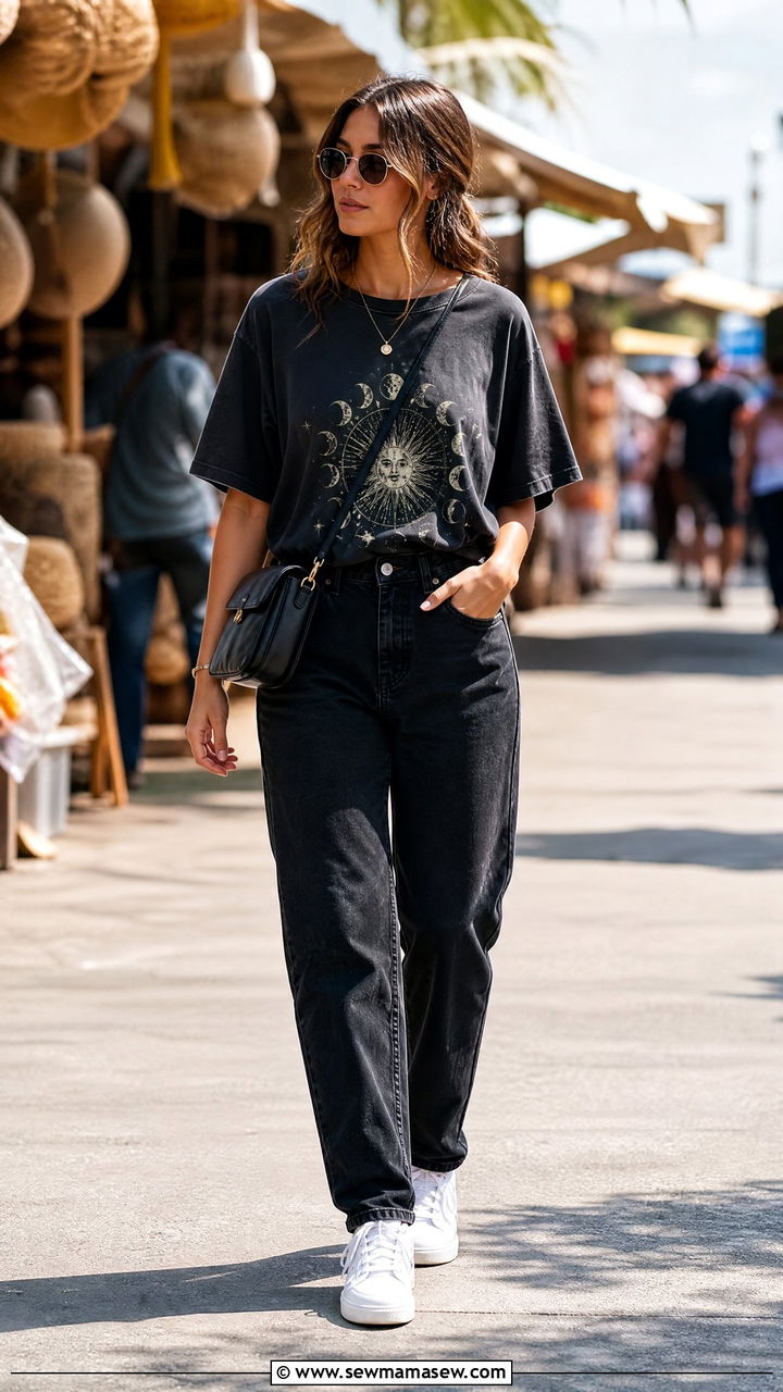 Black Jeans and Graphic Tee Outfit - 25 chic black jeans outfit ideas
