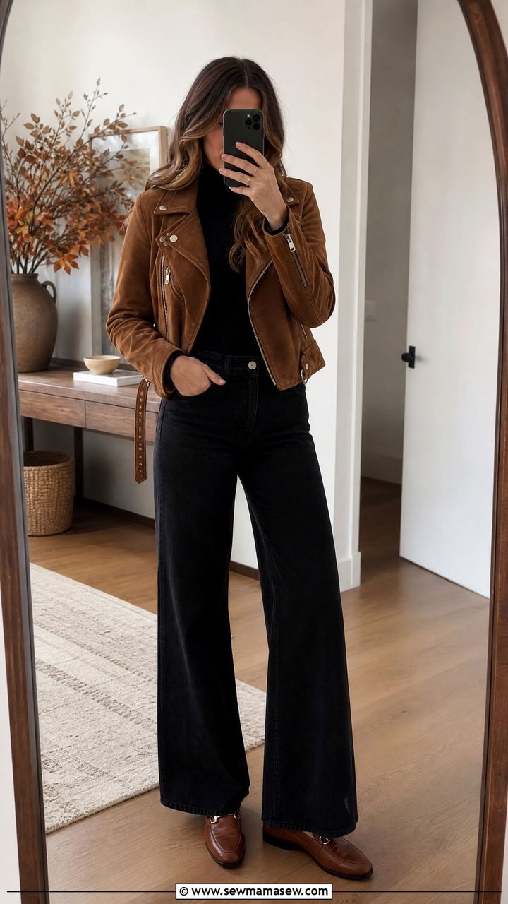Black Jeans and Moto Jacket Outfit - 25 jeans outfits inspo