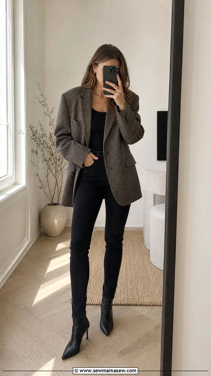 Black Jeans and Oversized Blazer Outfit - 25 chic black jeans outfit ideas