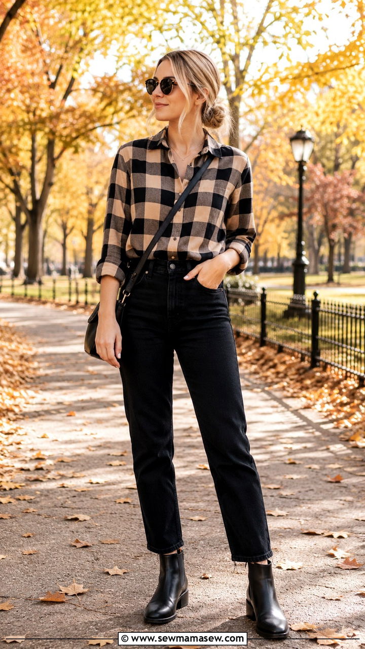 Black Jeans and Plaid Button Down Outfit - 25 Black jeans outfit ideas with a button down