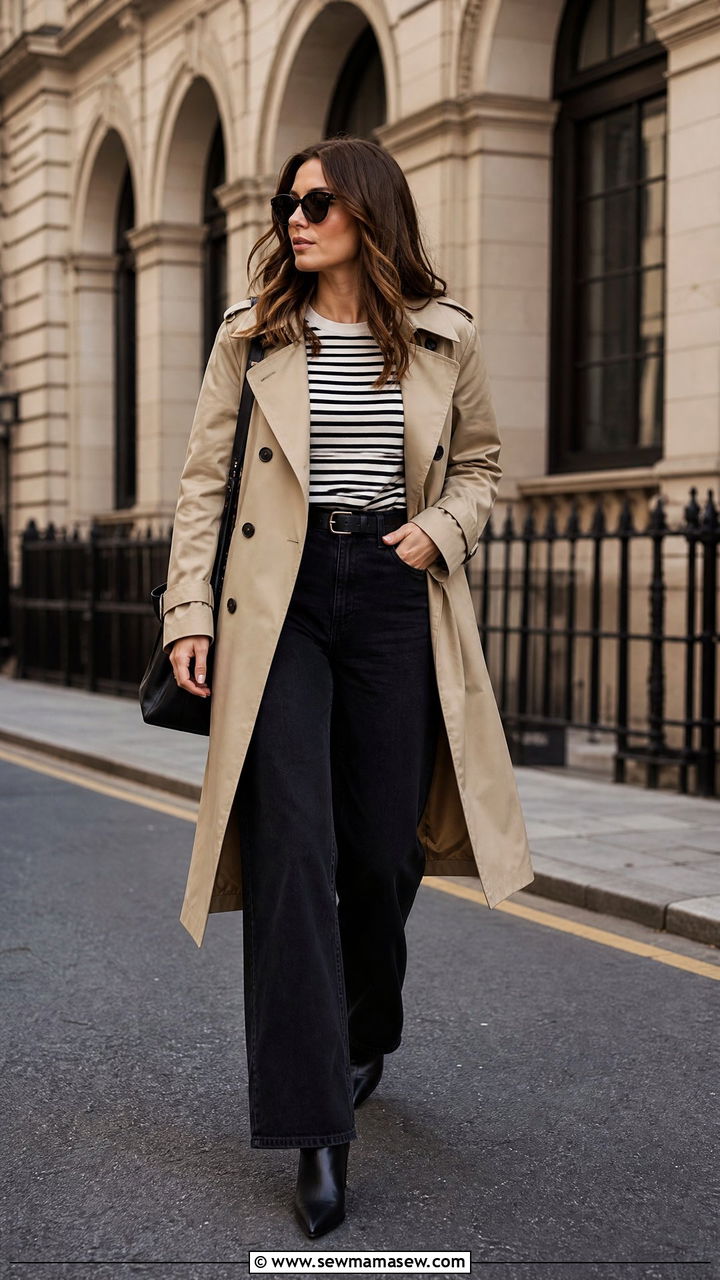 Black Jeans and Trench Coat Outfit - 25 chic black jeans outfit ideas