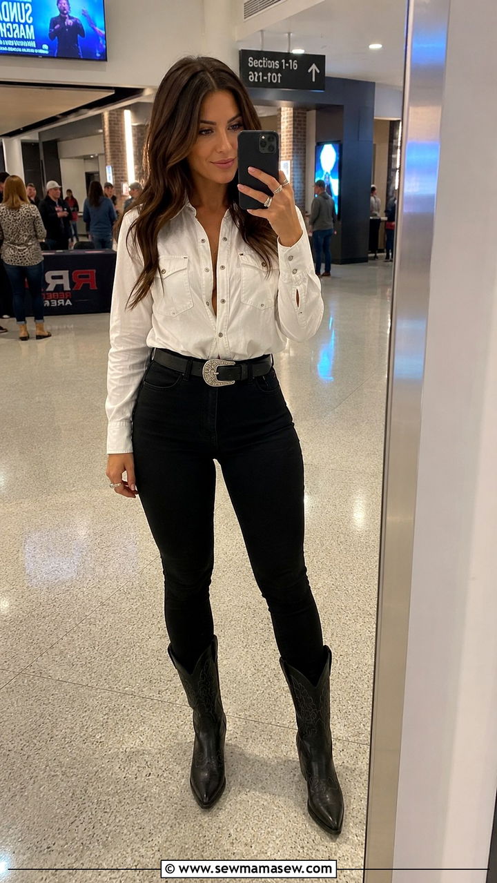 Black Jeans and Western Snap Shirt Outfit - 25 Morgan Wallen concert outfit ideas summer