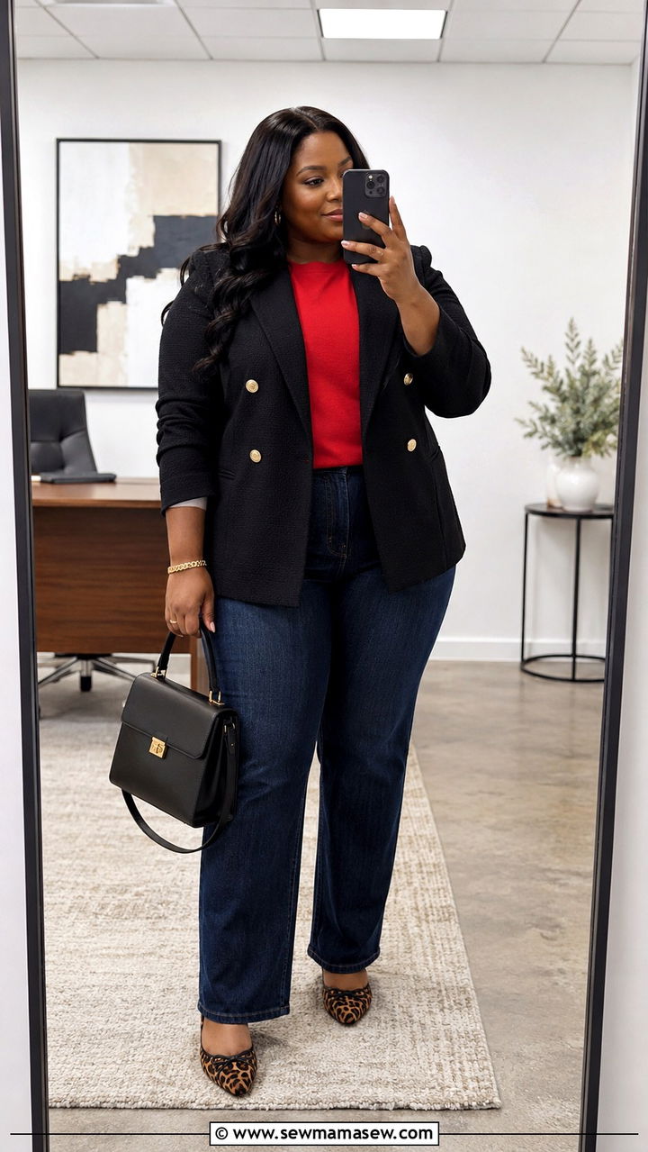 Black Knit Blazer Outfit - 20 Plus size from Walmart