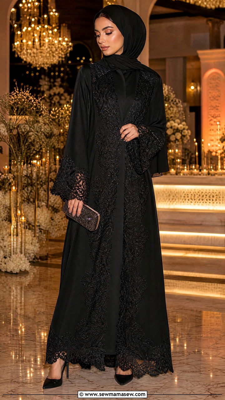 Black Lace Abaya Ramadan Formal Outfit - 40 Ramadan outfit ideas