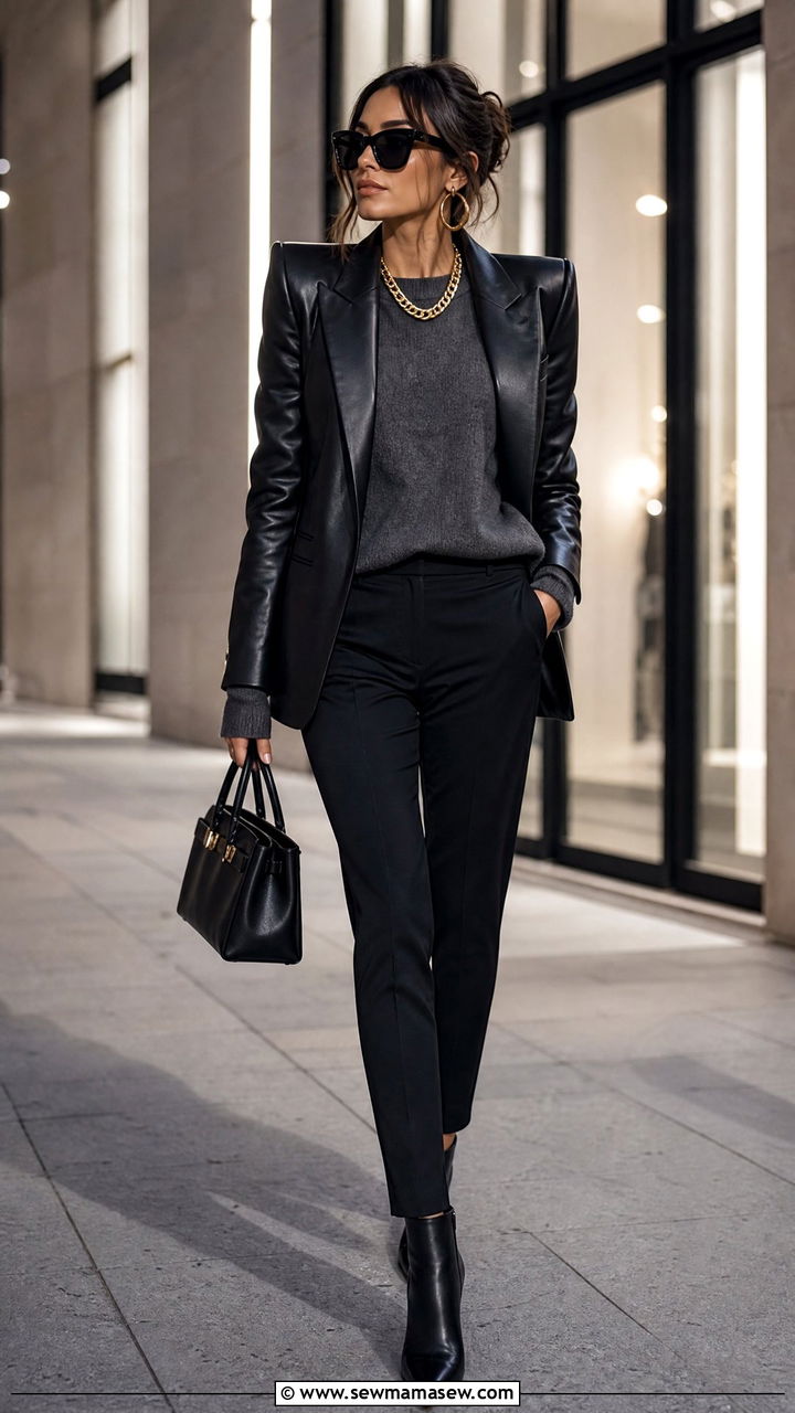 Black Leather Blazer Outfit - 35 glamoratti outfits for women