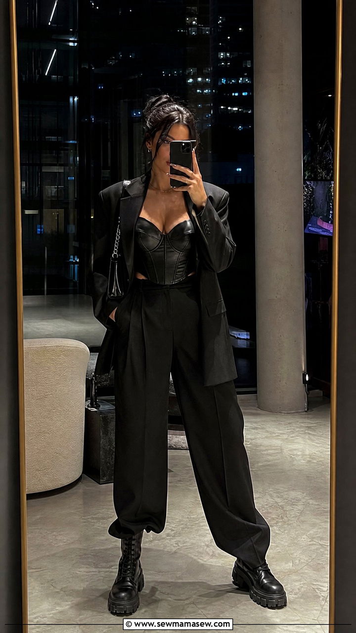 Black Leather Bustier Glamoratti Outfit - 30 glamoratti outfits inspo