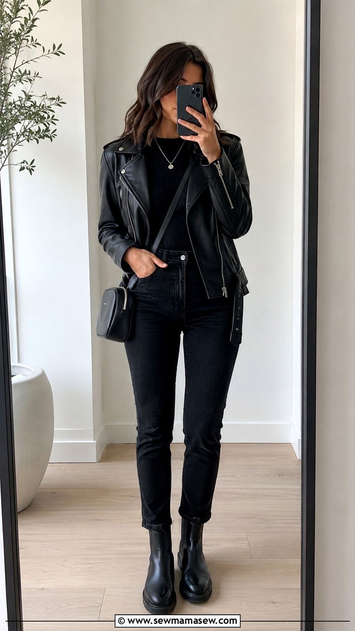 Black Leather Jacket With Black Jeans And Chelsea Boots - 30 how to style leather jacket