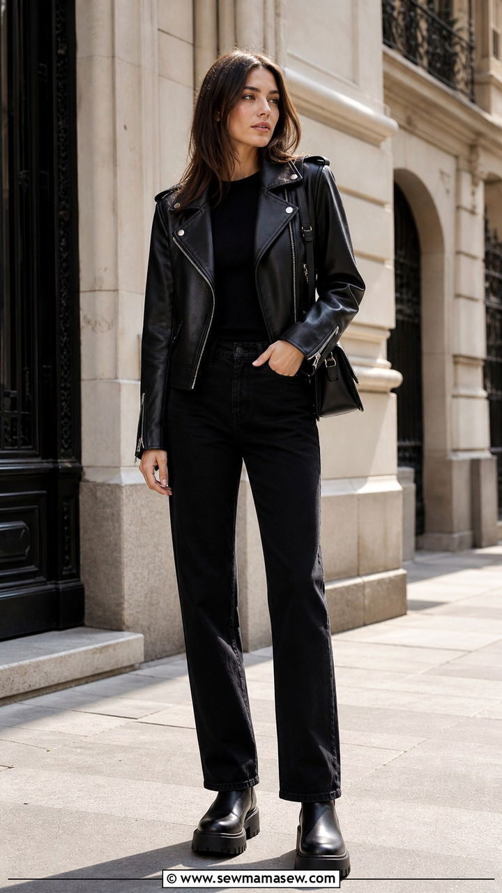Black Leather Moto Jacket Grunge Outfit - 40 grunge outfits for women