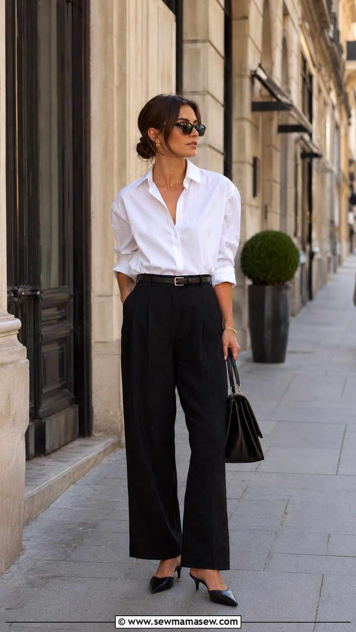 Black Linen Pants with a White Button Down - 30 Linen pants outfit ideas with a button down
