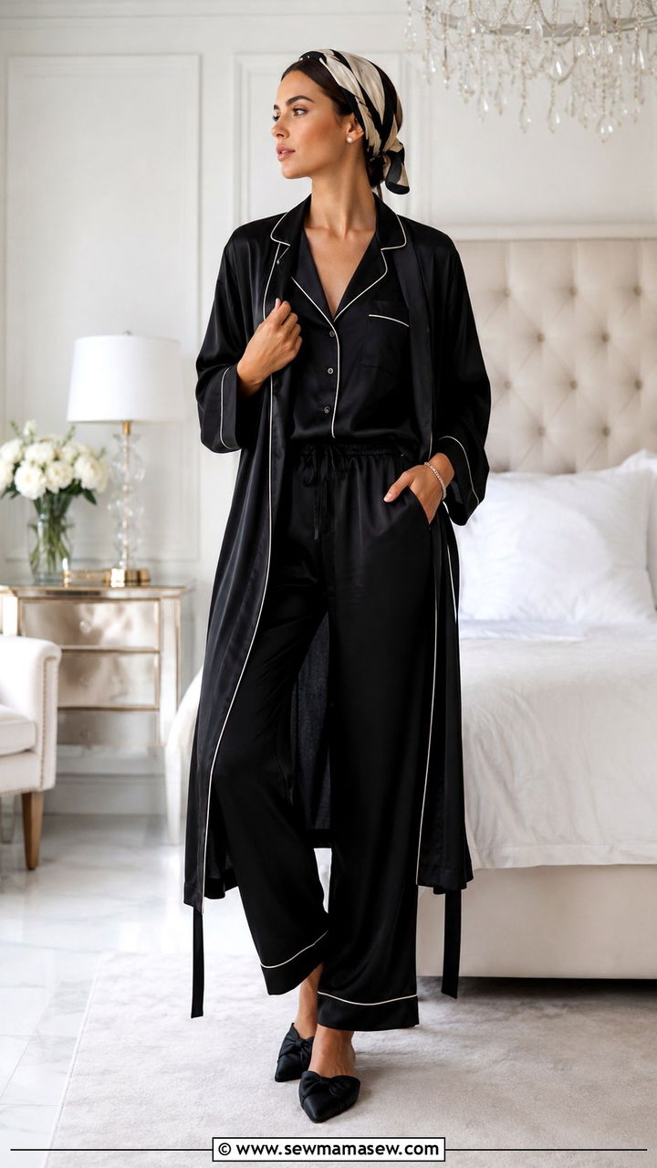 Black Matching Set With Blazer Outfit - 25 Black loungewear set outfit ideas