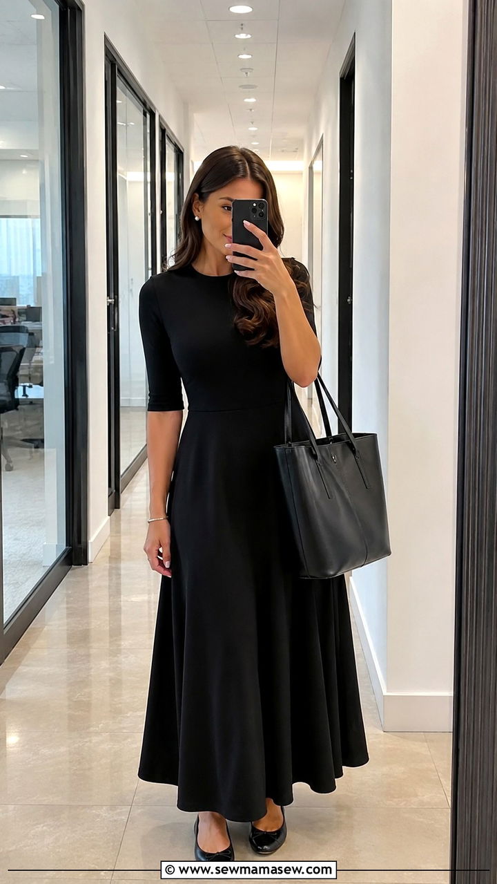 Black Maxi Dress with Ballet Flats Outfit - 30 Legal secretary outfit ideas