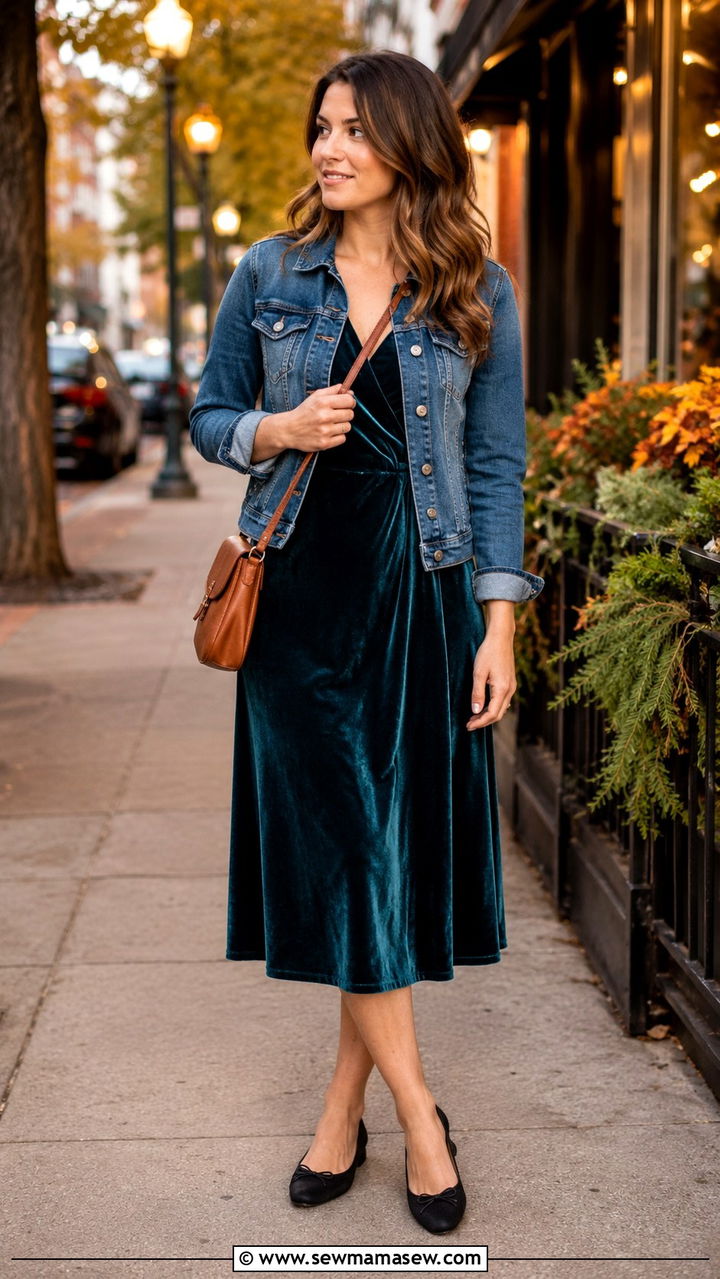 Black Midi Dress with Trench Coat and Knee High Boots - 30 Transitional dress outfit ideas