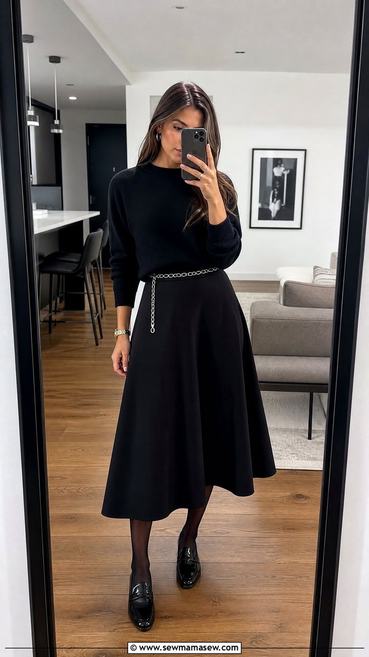 Black Midi Skirt Outfit - 35 how to style midi skirt