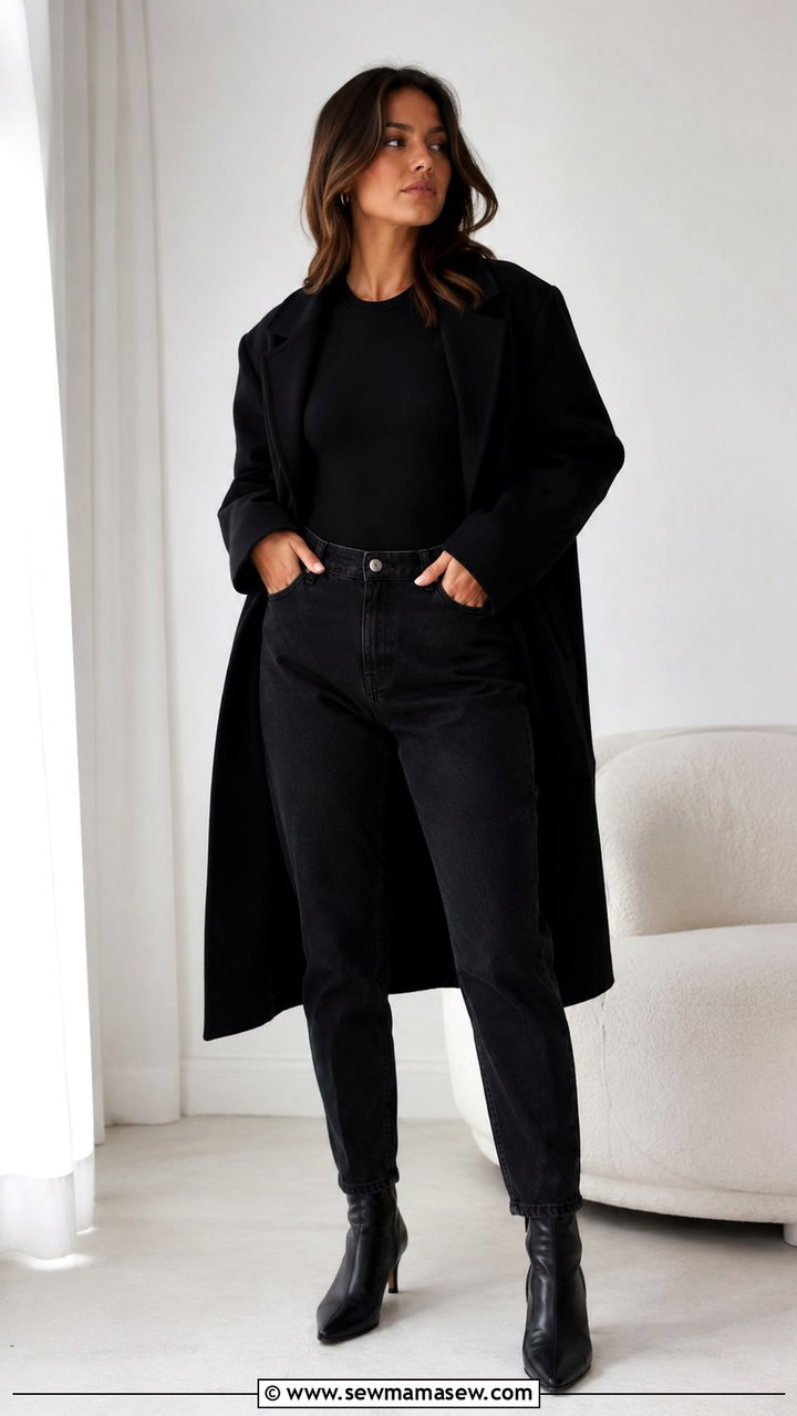 Black Mom Jeans With Black Boots Monochrome - 30 Mom jeans outfit ideas with boots