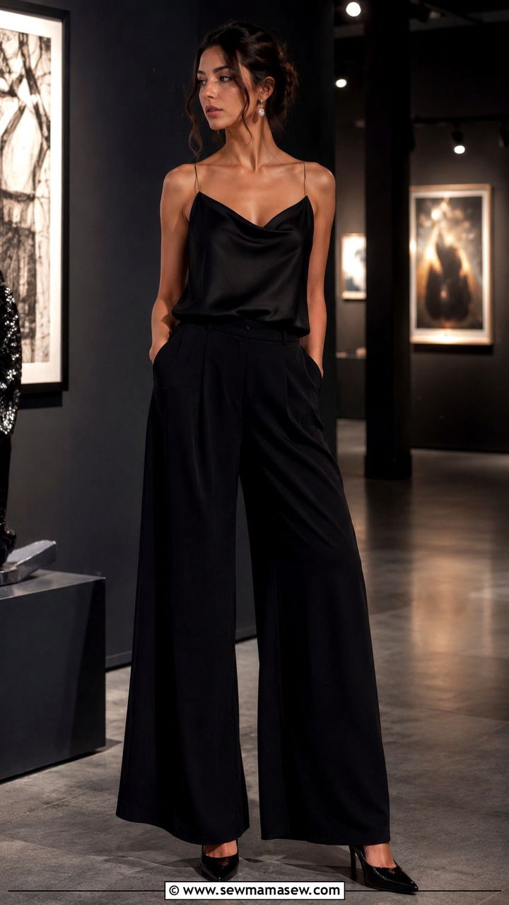 Black Monochrome Palazzo Co Ord Set - 30 Palazzo pants matching set outfit ideas