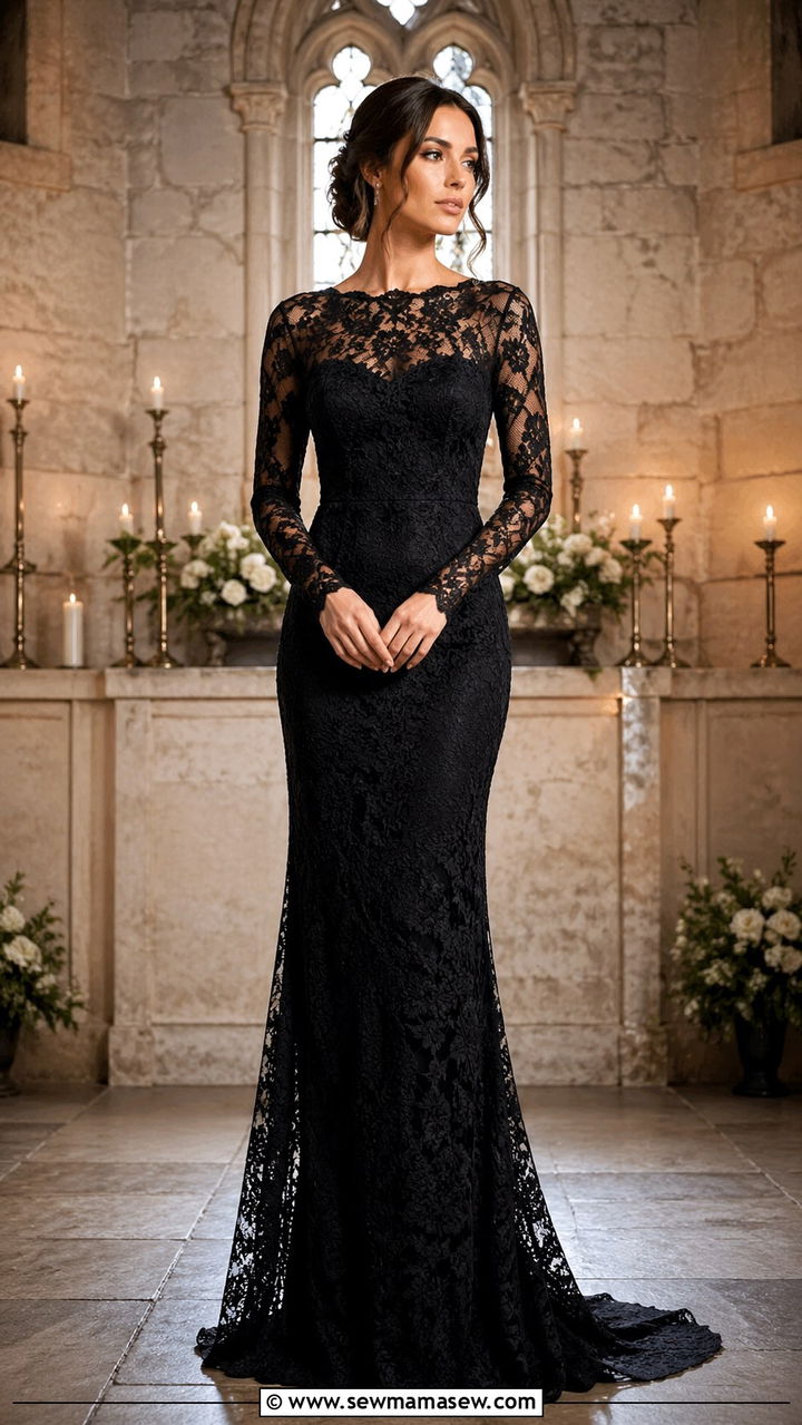 Black One Shoulder Evening Gown With Strappy Heels - 40 Formal wedding guest outfits