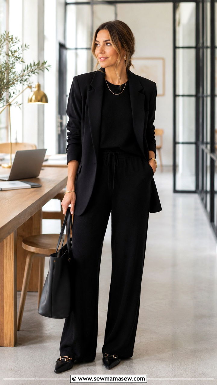 Black Oversized Hoodie And Joggers With White Sneakers - 25 Black loungewear set outfit ideas
