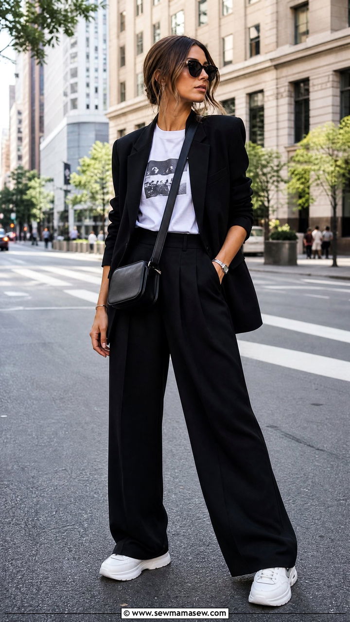 Black Oversized Suit With Graphic Tee - 30 glamoratti outfits