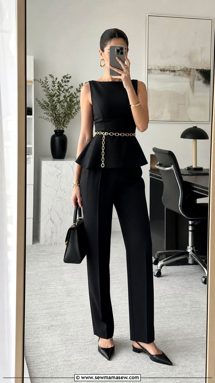 Black Peplum Top Mysterious Summer Outfit - 30 Mysterious summer outfit ideas