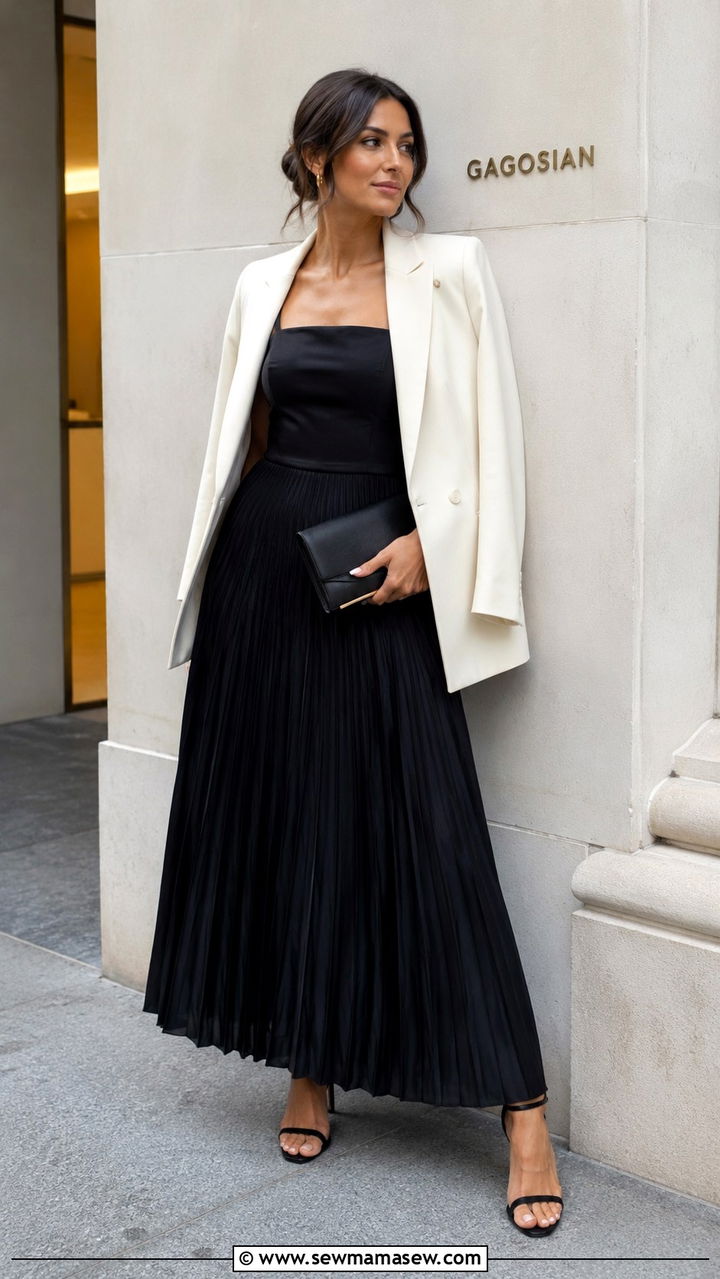Black Pleated Maxi Dress Outfit - 20 maxi dress outfits 2026