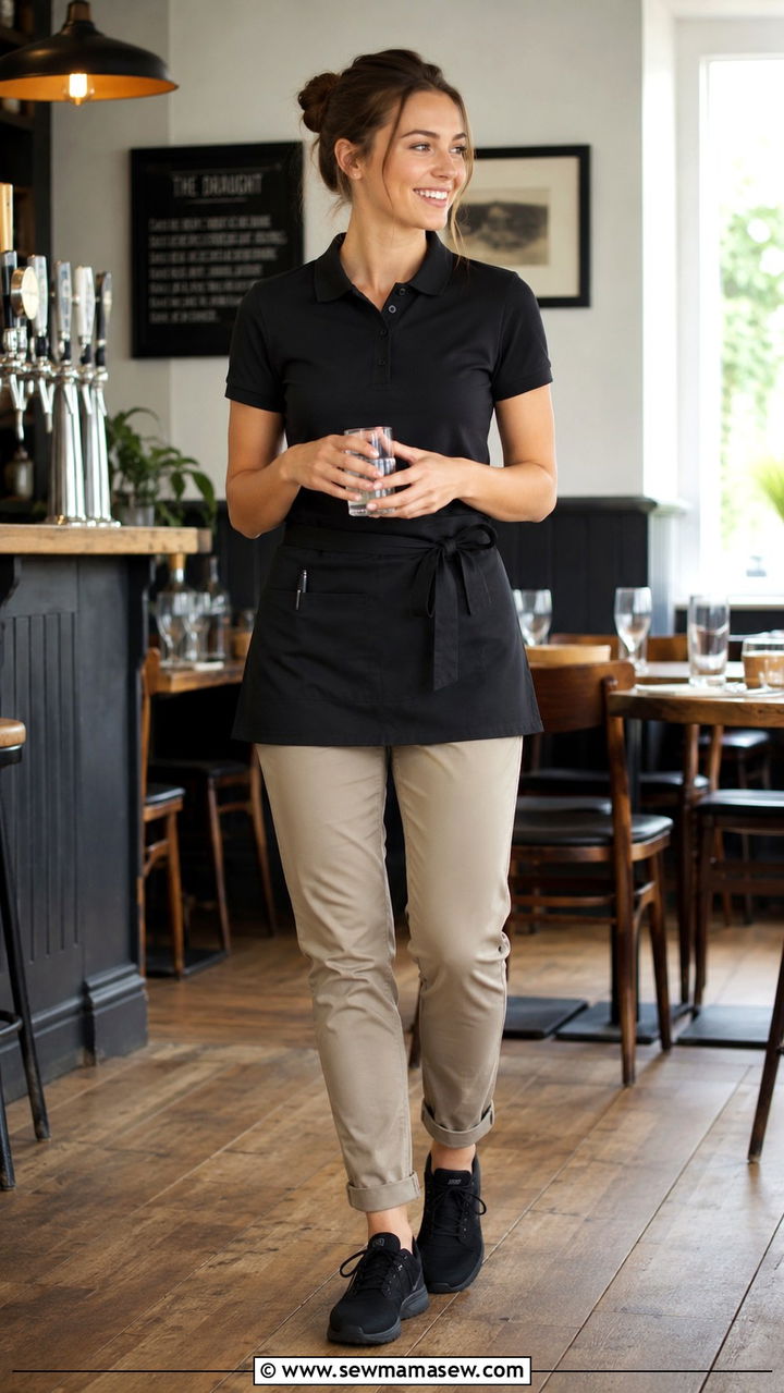 Black Polo And Chinos Waitress - 25 Waitress outfit ideas