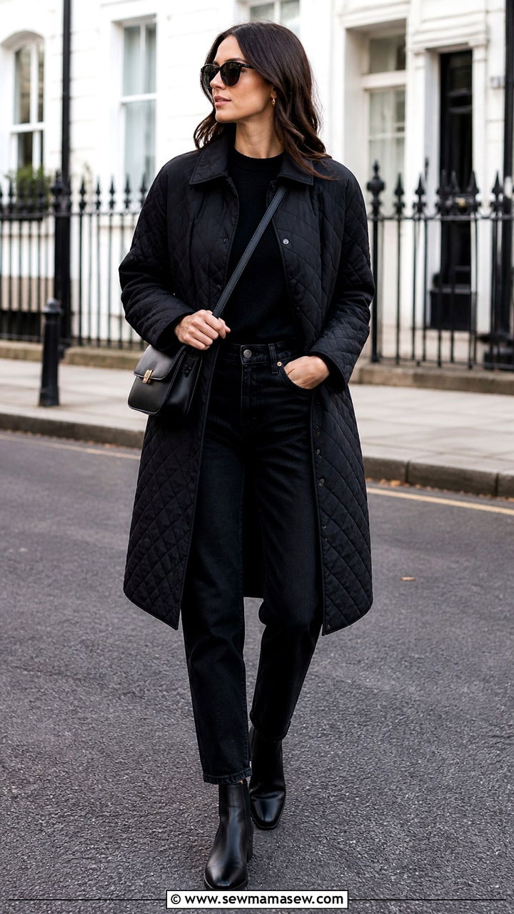Black Quilted Coat Outfit With Jeans - 40 Quilted coat outfit ideas