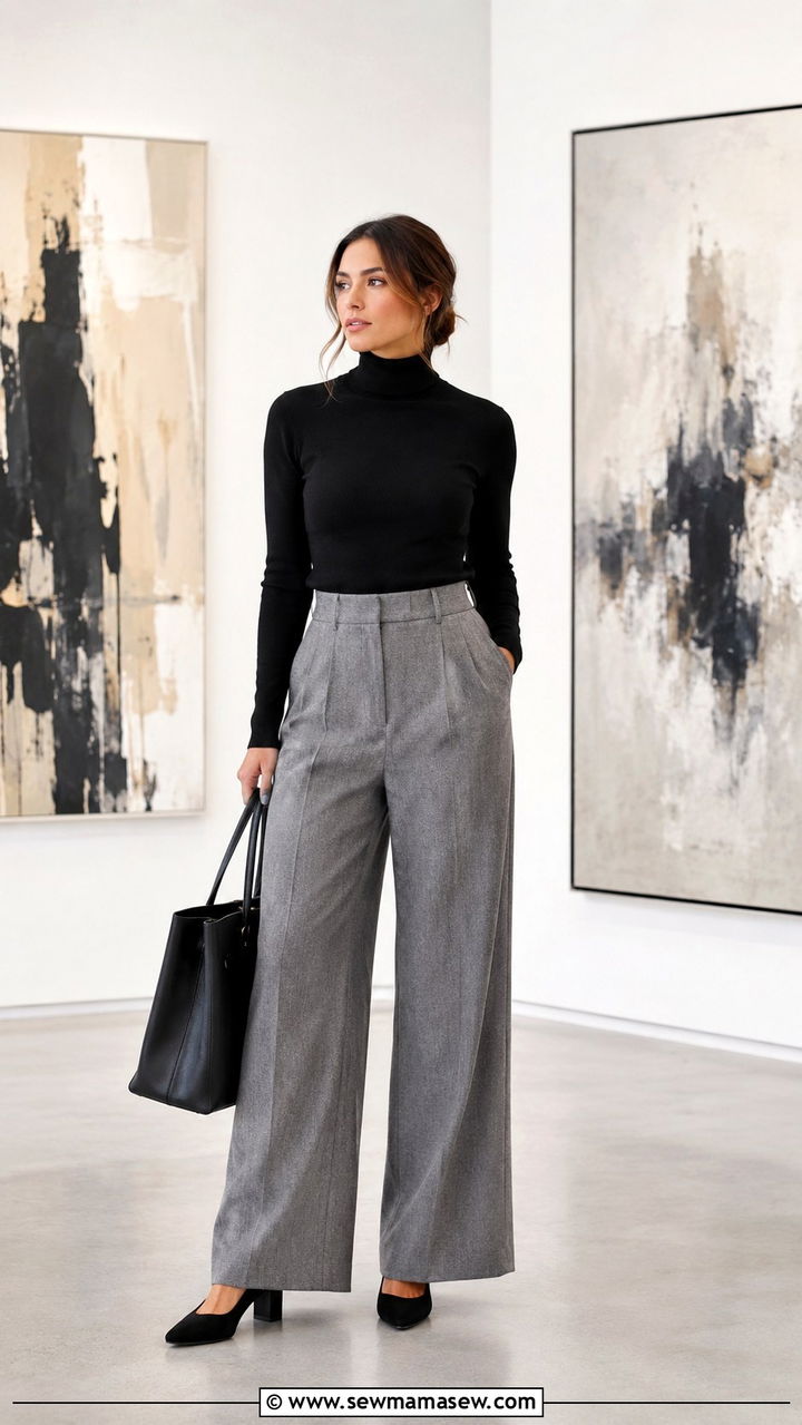 Black Roll Neck And Grey Trousers Outfit - 30 Stealth wealth outfit ideas 2026