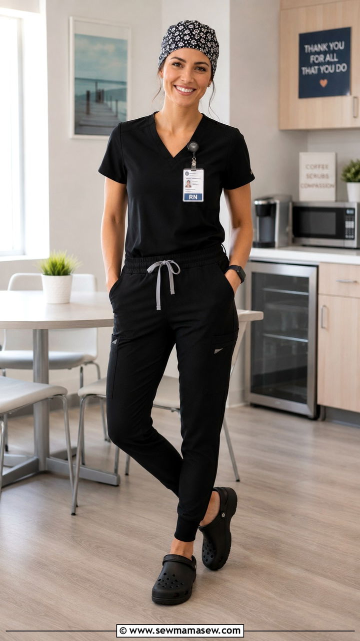 Black Scrub Jogger Set - 30 Doctor outfit ideas