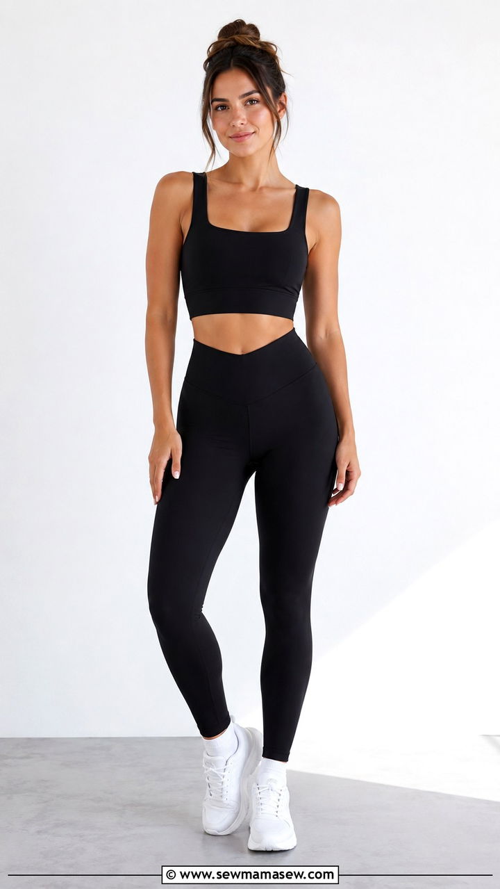Black Sculpting Leggings with Crop Top Pilates Outfit - 30 Pilates outfit ideas 2026