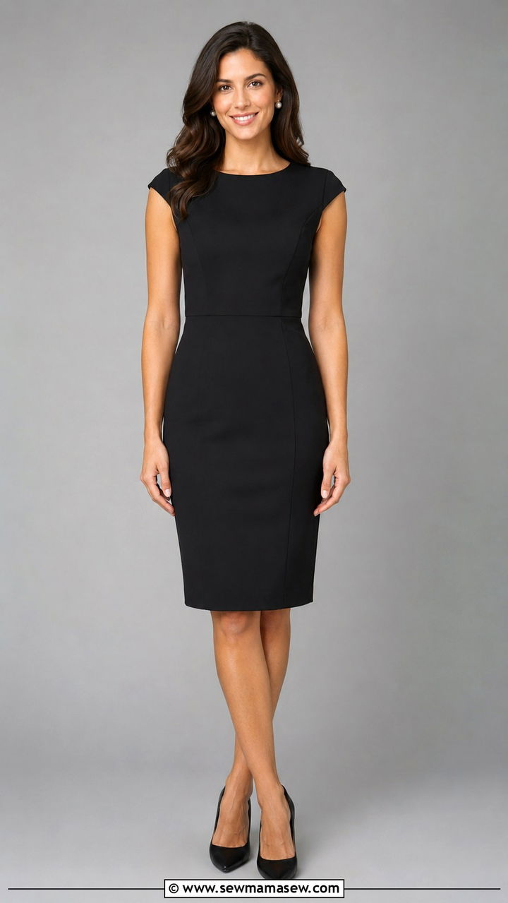 Black Sheath Dress with Pearl Studs - 30 Professional headshot outfit ideas for women