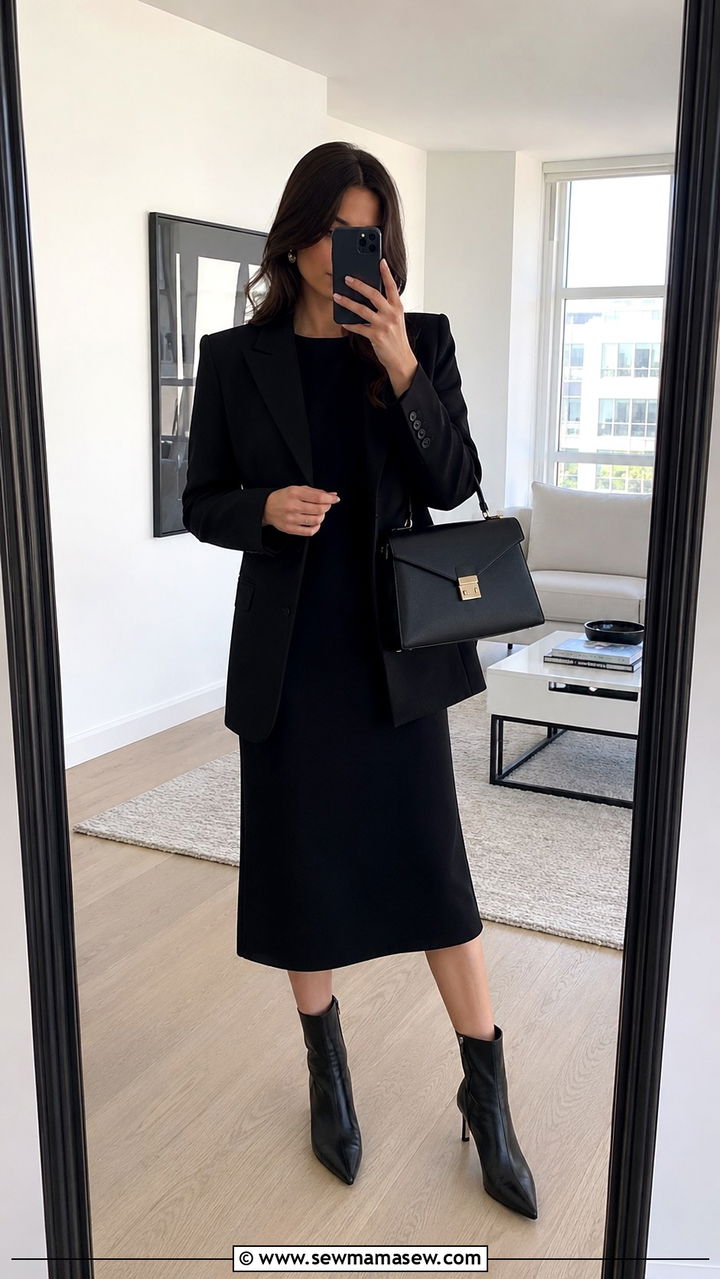 Black Shift Dress With Black Ankle Boots - 25 Shift dress outfit ideas with boots