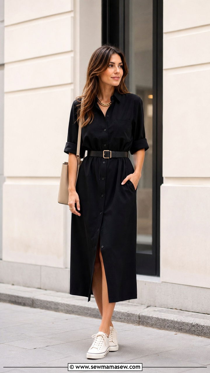 Black Shirt Dress Outfit - 30 casual shirt dress outfits