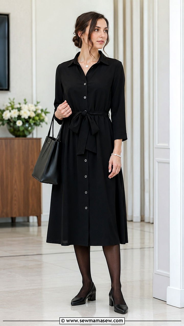 Black Shirt Dress for Memorial Service - 30 Memorial service outfit ideas