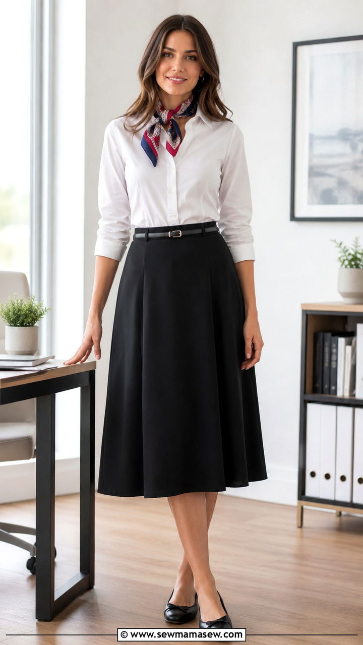 Black Skirt with White Button Down - 30 Business casual outfits pinterest