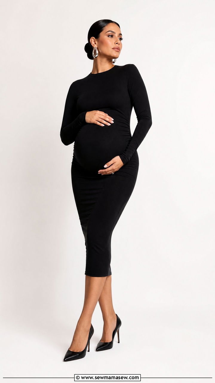Black Studio Bodycon Maternity Photoshoot Dress - 25 Maternity outfit ideas for photoshoot