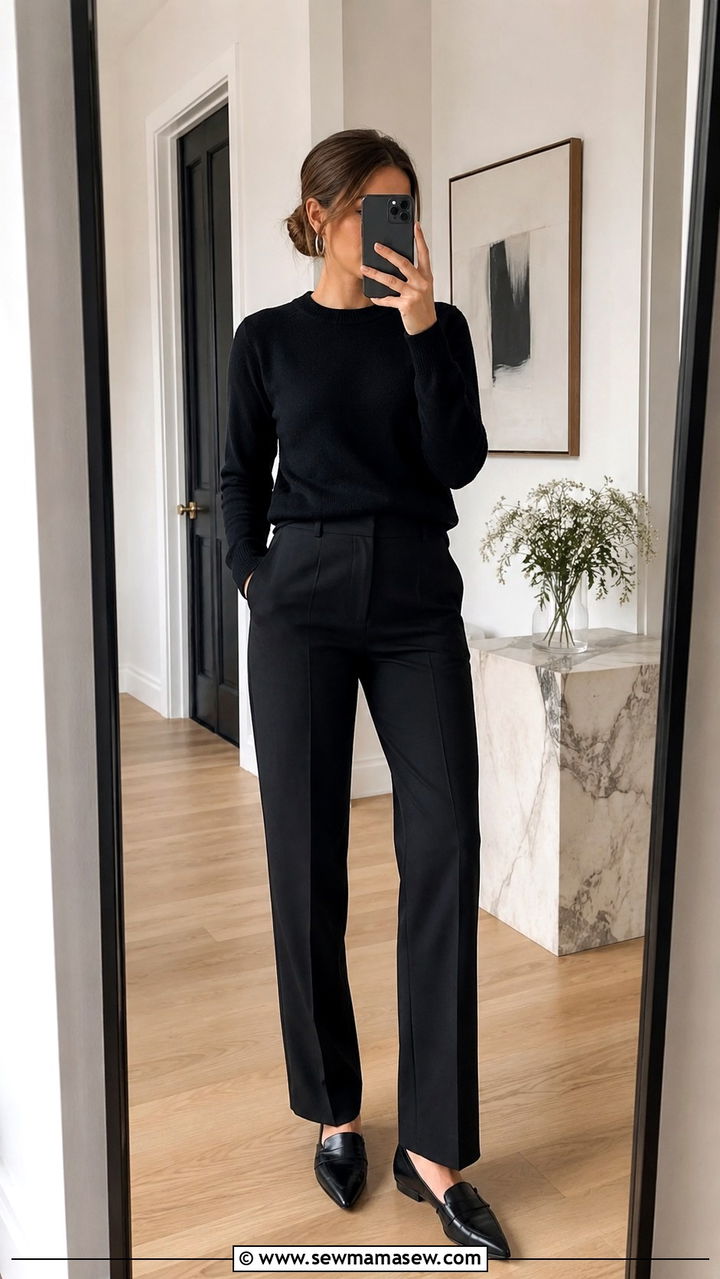 Black Suit Pants With Black Sweater - 30 office outfits Pinterest