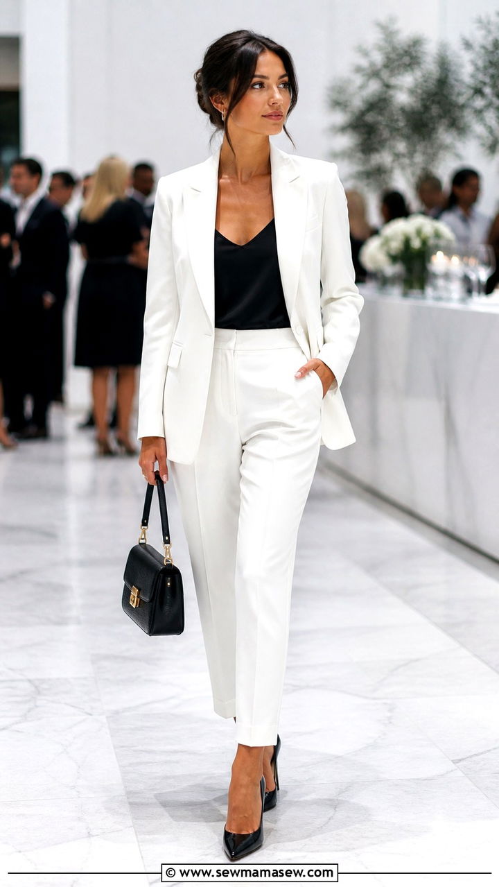 Black Suit Vest with Matching Wide Leg Trousers - 40 Boss lady outfit ideas