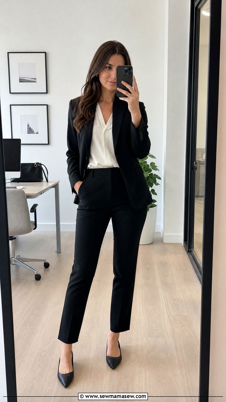 Black Suit With Pointed Toe Flats - 25 Investment banker outfit ideas