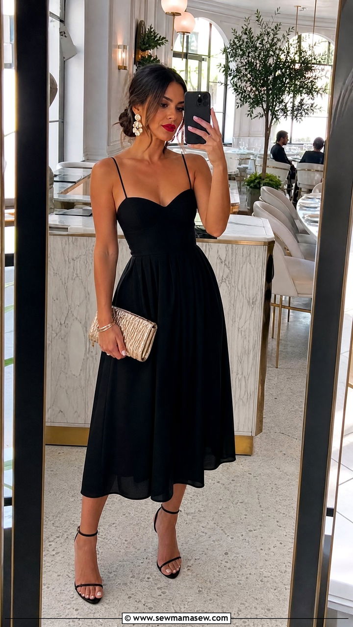 Black Sundress With Strappy Heels - 25 Brunch outfit ideas with a sundress